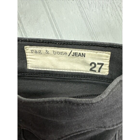 Rag & Bone Size 27 Womens Jeans Black High Rise Skinny Distress Raw Hem - Picture 3 of 5